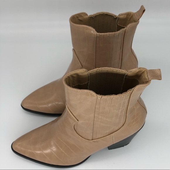 Catherine Malandrino ZOLIAN Ankle Boot Crocodile Embossed Leather Upper in Nude - Picture 5 of 8